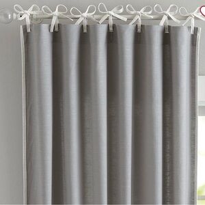 NEW 2 Pottery Barn Kids PBK Breezy Border Panel Drapes 44 x 84” Gray w/White Tie